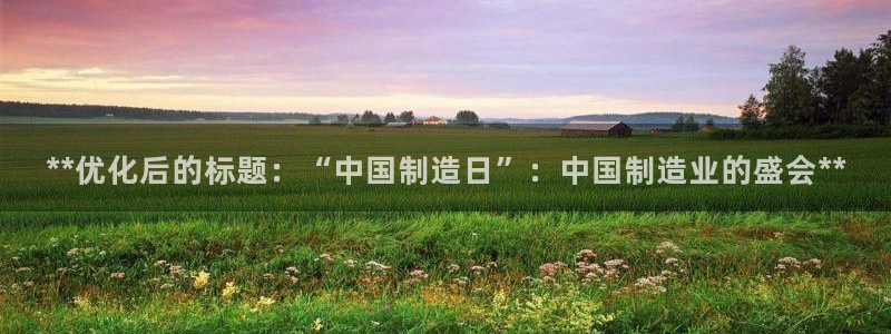 彩神v8是一个什么平台游戏：**优化后的标题：“中国制造日”