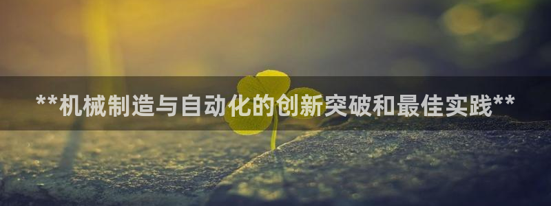 彩神v：**机械制造与自动化的创新突破和最佳实践**