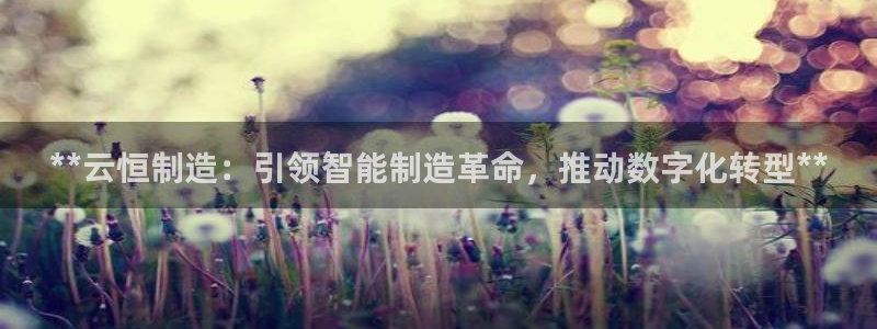 彩神v8平台正规吗可靠吗：**云恒制造：引领智能制造革命，推动数字化转型**